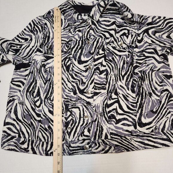 ❤️ 4/$20 Lucy & Laurel Woman jacket Zebra stripe Women's 2X button-up 100% linen - Picture 6 of 11